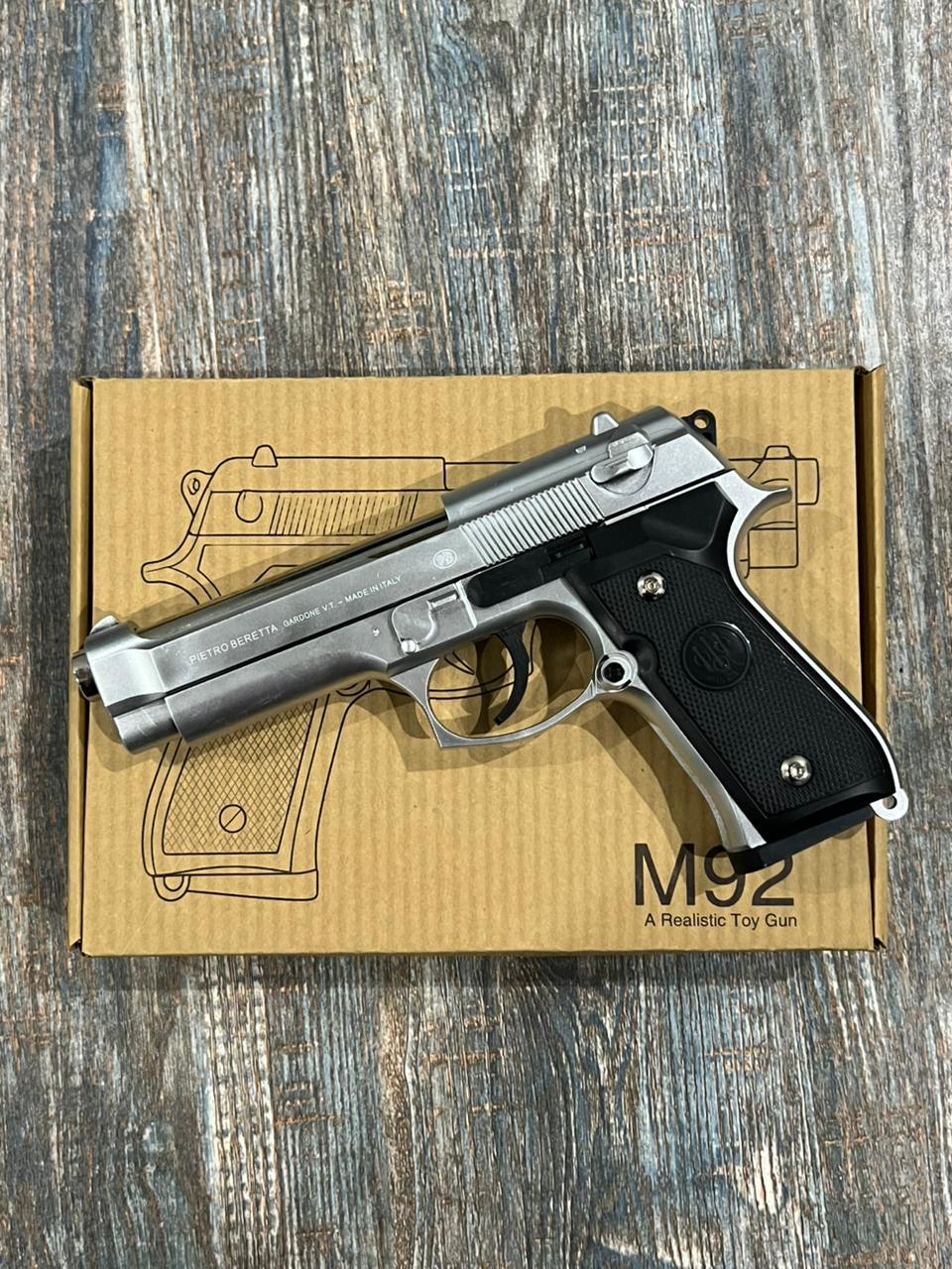 Silver M92 Beretta Airsoft Toy Gun – Realistic, Durable & Fun for Airsoft Enthusiasts